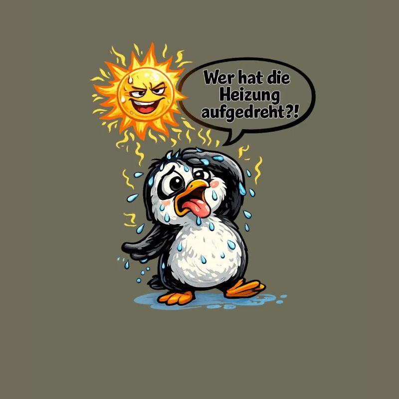 Hitze Spruch Pinguin Geschenk Humor