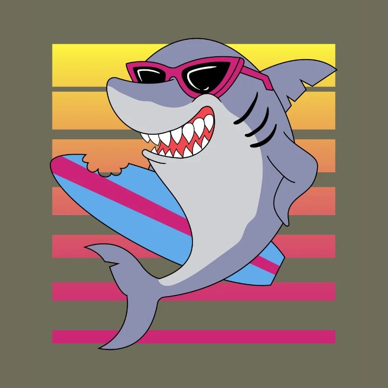 Requin surfeur rétro avec lunettes de soleil graphique