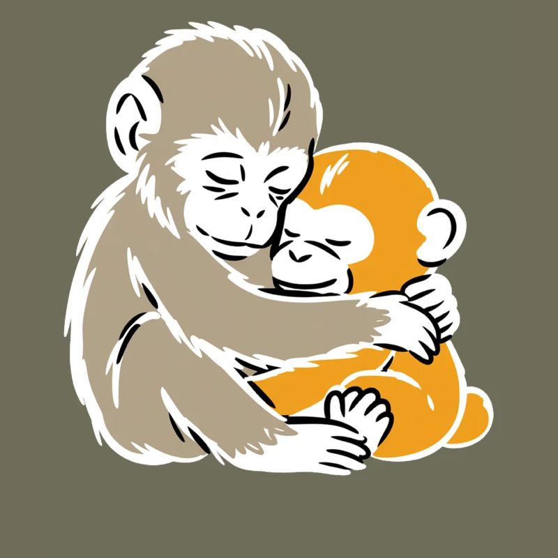 Monkey Hug Duo Illustration
