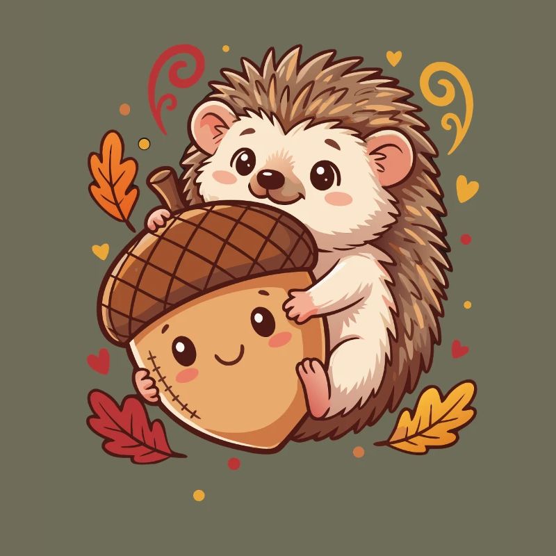 Süßer Igel mit Eichel Herbst