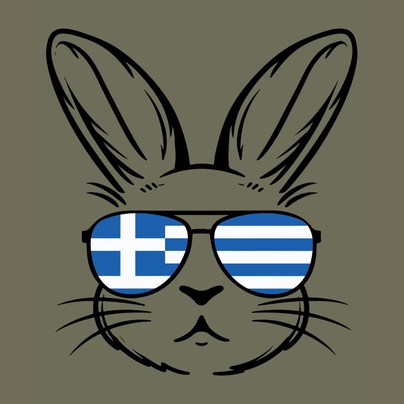 Drapeau grec de Pâques Lapin de Pâques