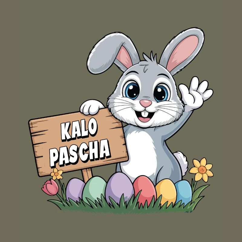 Kalo Pascha Easter Rabbit Greek Easter