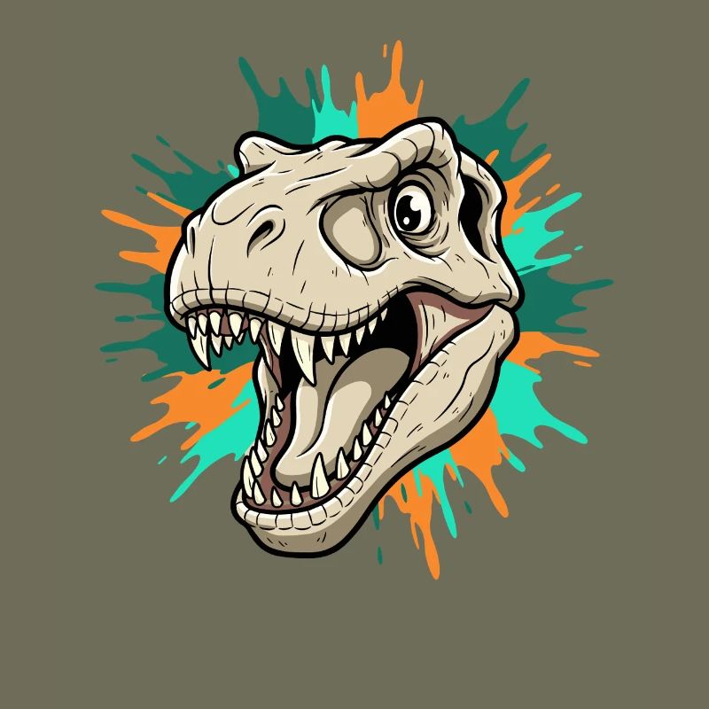 Tête de T-Rex avec des éclaboussures de peinture