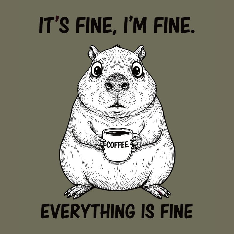 Its Fine Im Fine Coffee Capybara Humor