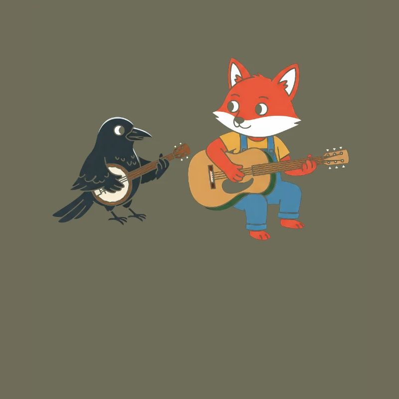 Fox Guitar Crow