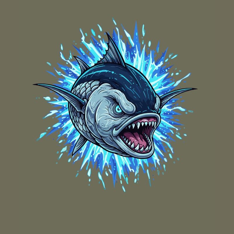 Blue deep-sea fish with energy shock