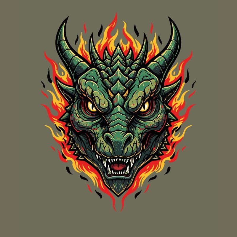 Flames Dragon Head Fire Illustration