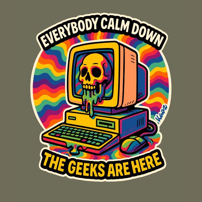 Geeks Are Here Retro Skull Computer