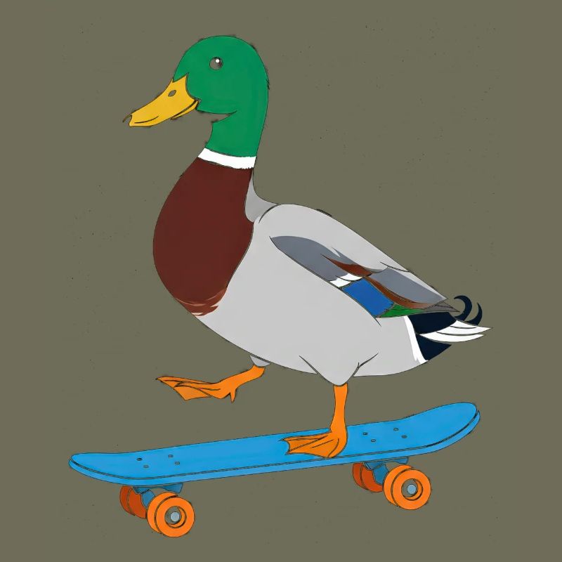 Duck on the skateboard