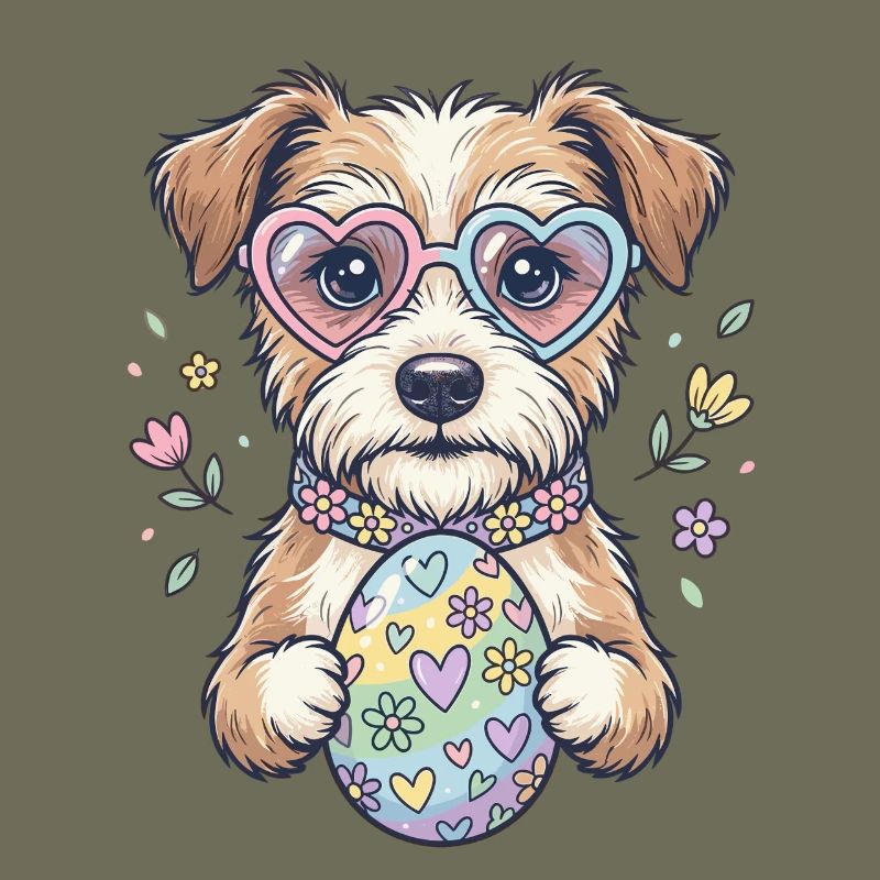 Hunde mit Herzbrille und Oster-Ei
