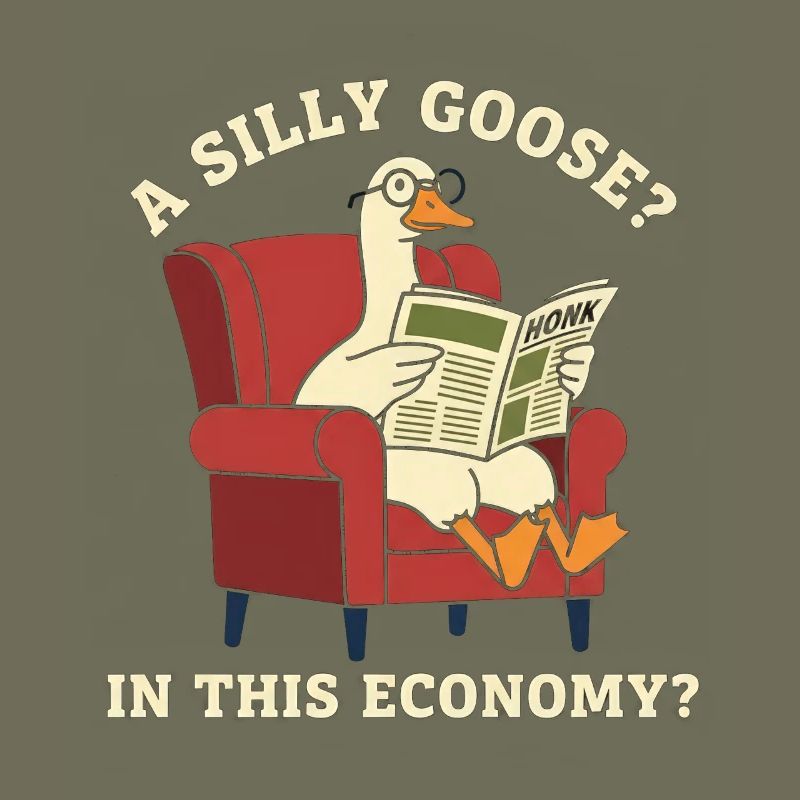 Lustige Gans liest Zeitung Sofa