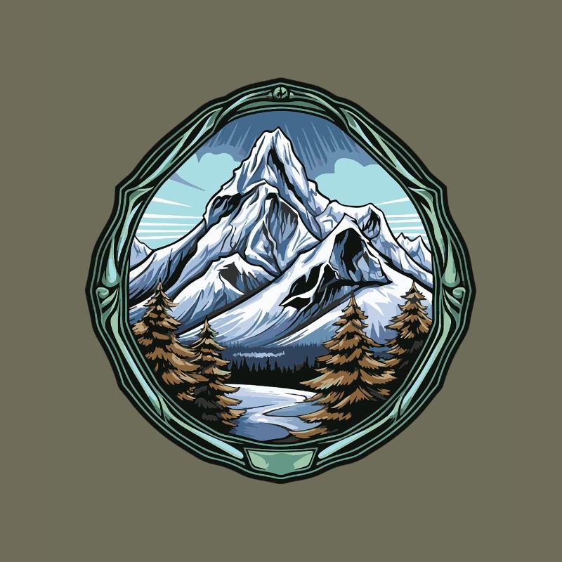 Mountain peaks in a forest frame