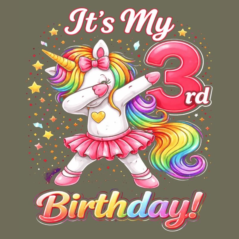 Dritter Geburtstag Einhorn Regenbogen