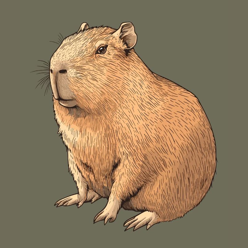 Kapibara Drawing in Brown Tone