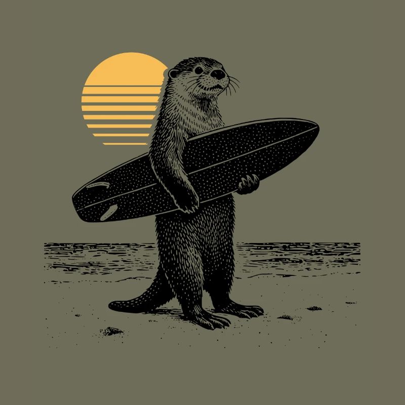 Otter with surfboard