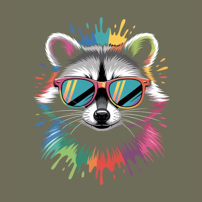 Waschbär Farbexplosion