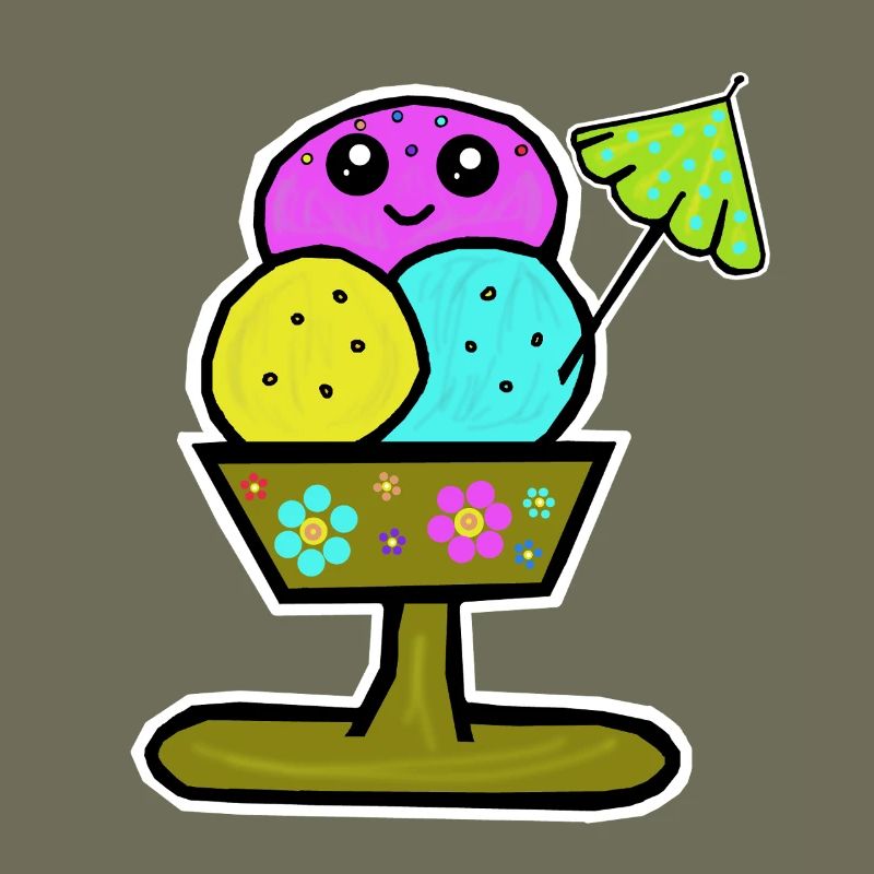 Glace colorée Sundae Glace Glace Glace