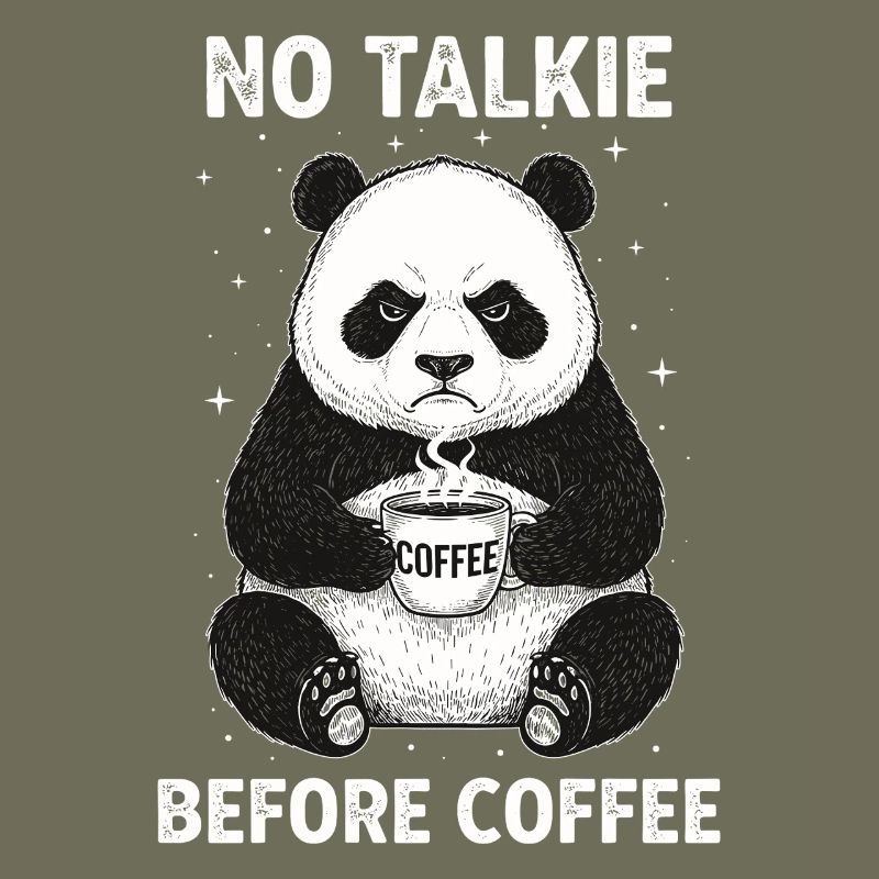 No conversation in front of coffee lover panda