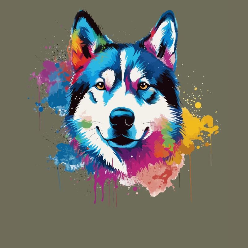 Bunter Husky Splash Art Hund