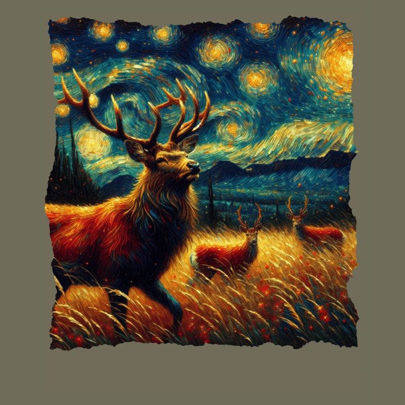White-tailed deer Starry Night