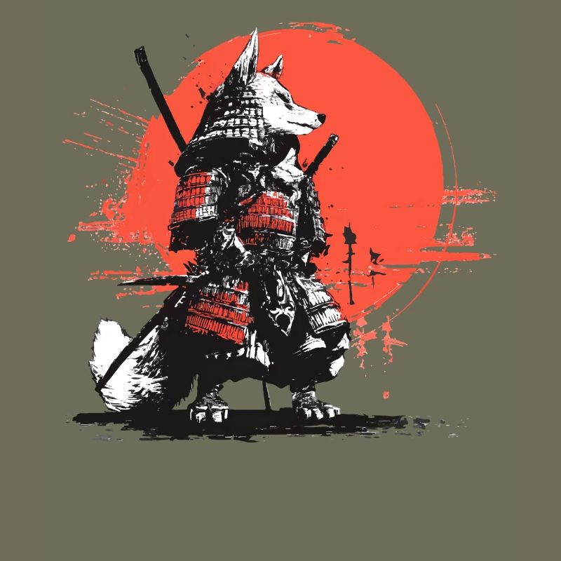 Fuchs-Samurai in Roter Sonnen-Rüstung