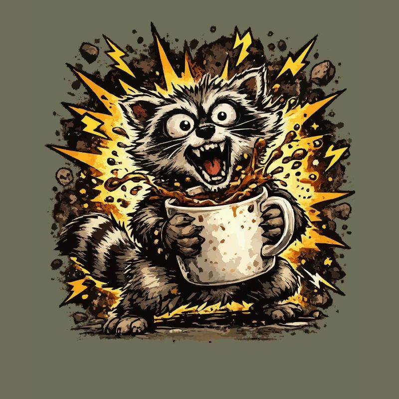 Kaffeekratzender Waschbär