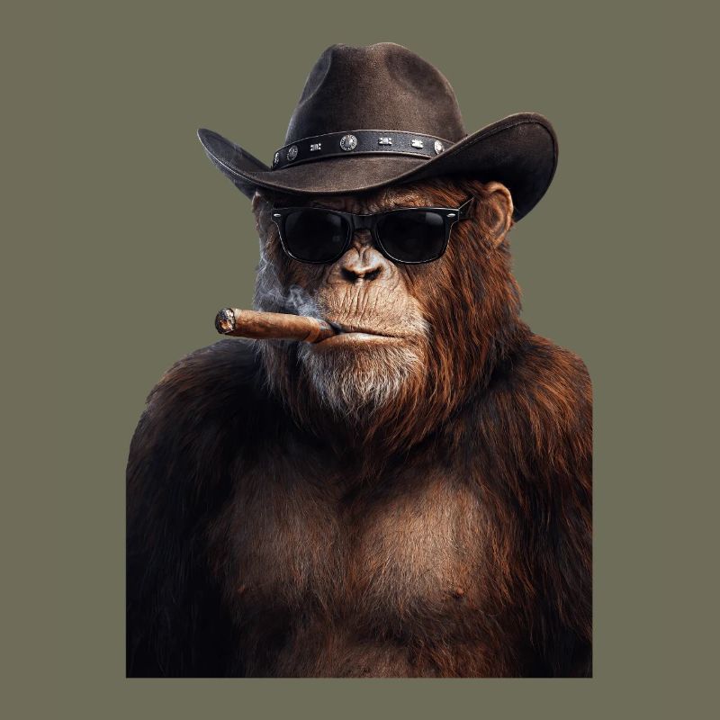 Cowboy-Gorilla mit Zigarre