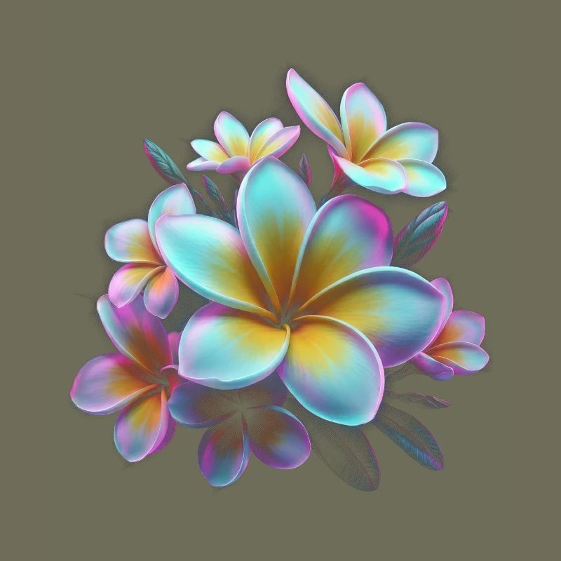 Regenbogen Plumeria Farbexplosion