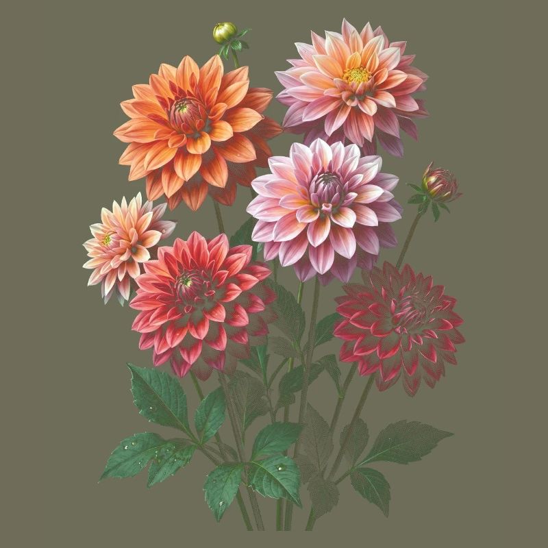 Collection colorée de fleurs de dahlia