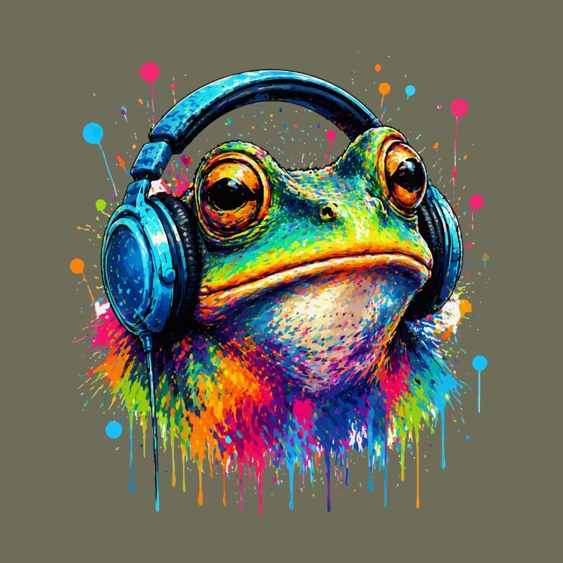 Grenouille explosion de couleur avec un casque