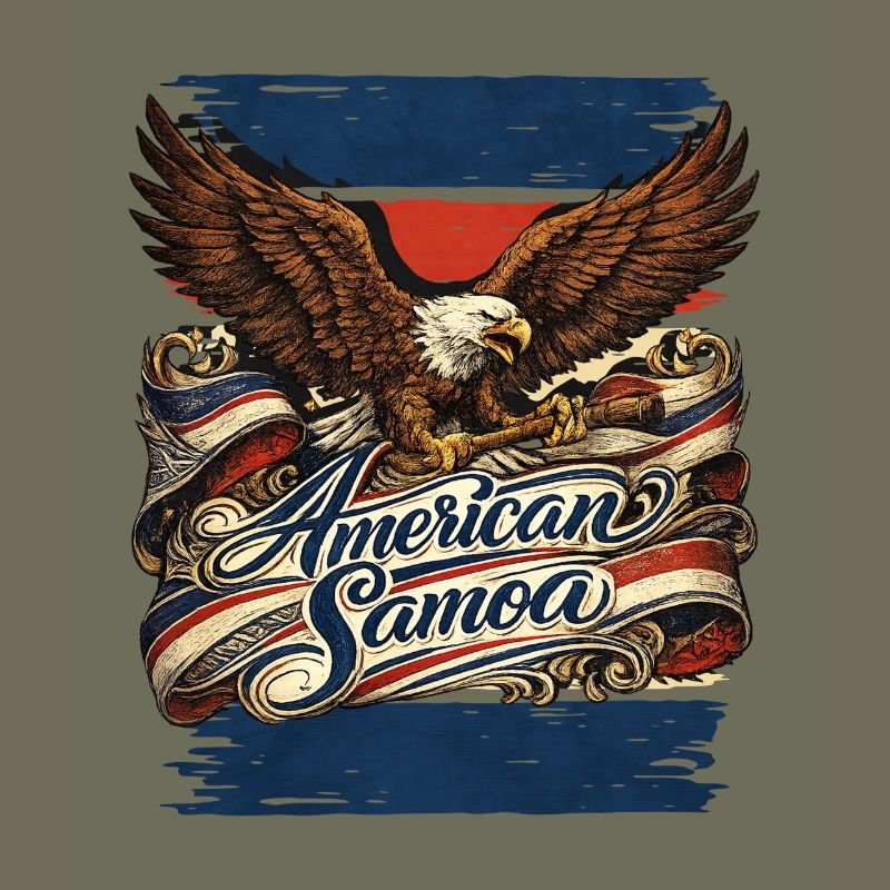 Aigle sur ruban de drapeau Samoa américaines
