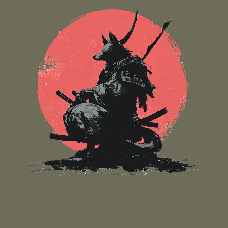 Wolf-Samurai auf Red Sun