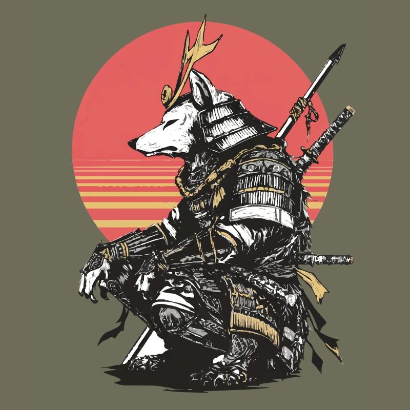 Wolf Samurai in Sunset Armor