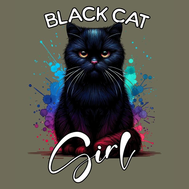 Grumpy Black Cat Mädchen Schwarze Katze