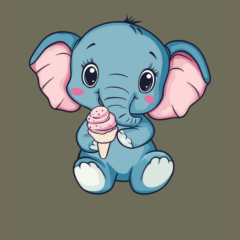 Kuschelig Elefant Eiscreme Illustration