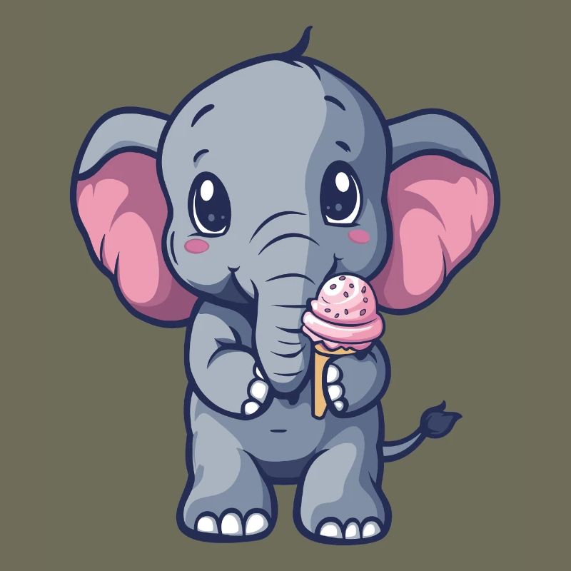 Kleiner Elefant Eiscreme Freund
