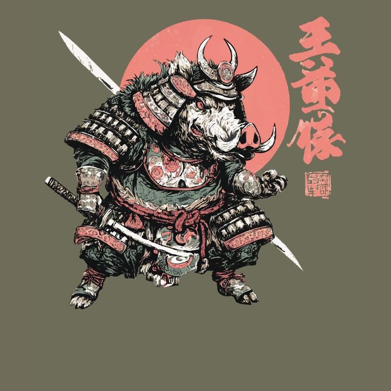 Boar Samurai under Crimson Sun