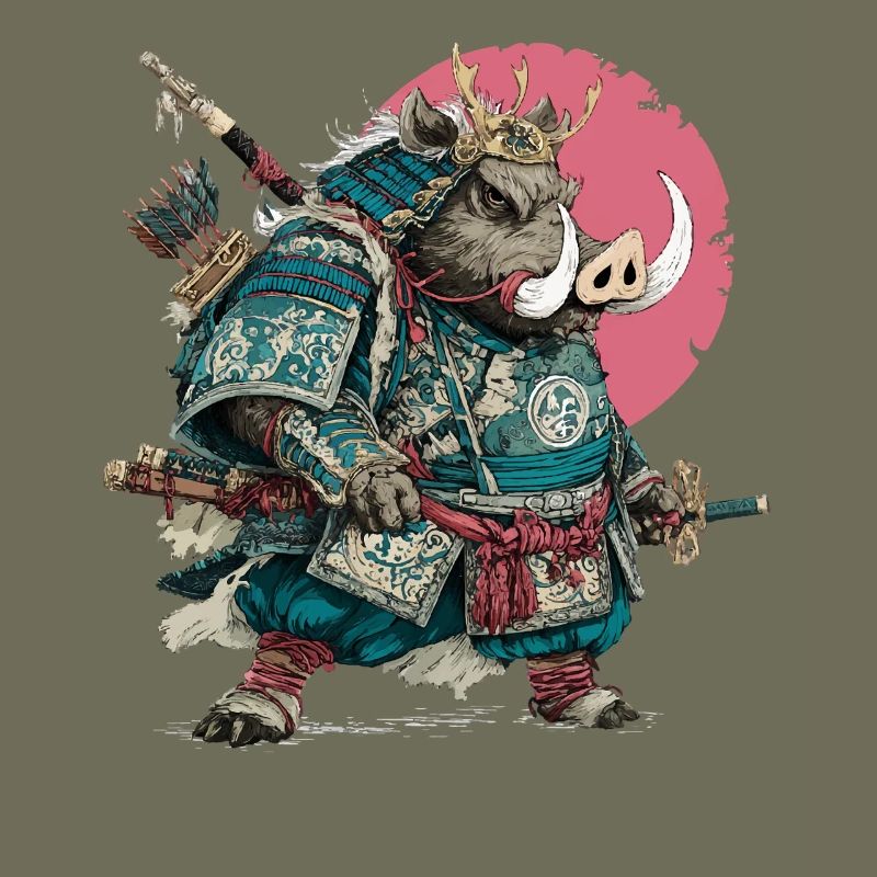 Boar Samurai in Teal Armor