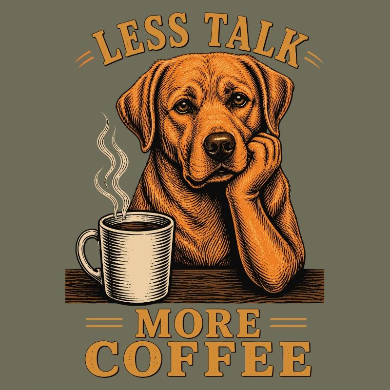 Moins de Parler Plus de Café Chemise Kaffee Labrador