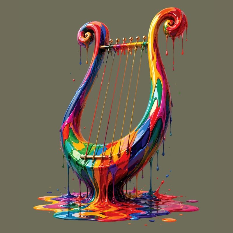 Lyre with dripping paint