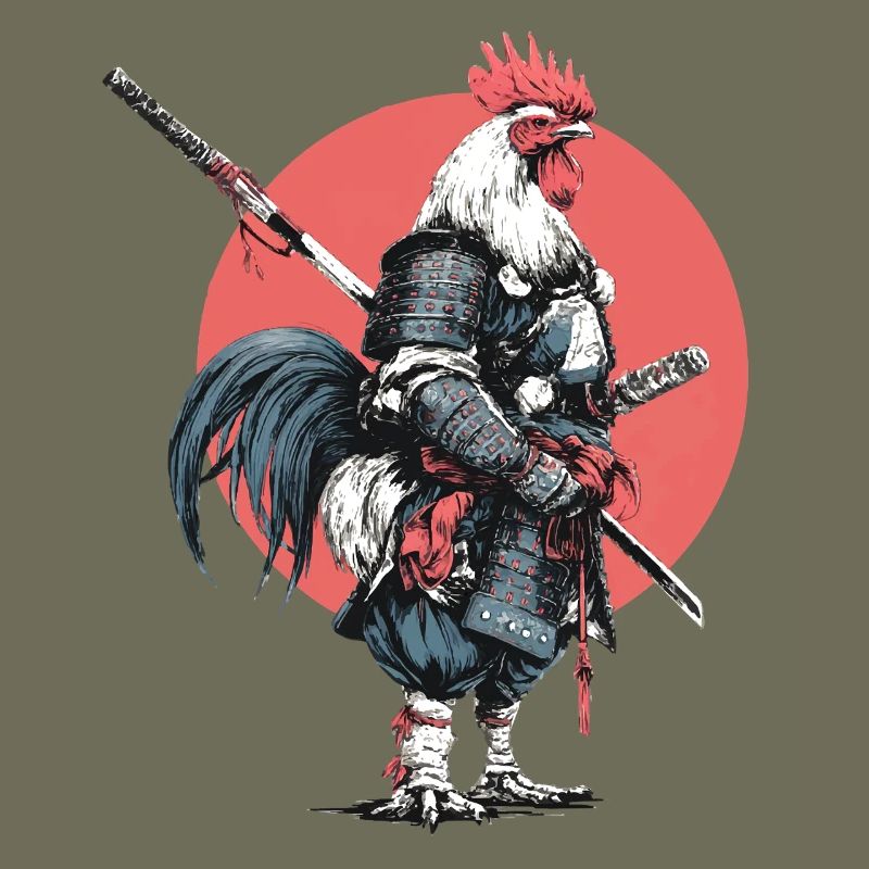Hahn-Samurai in Rüstung