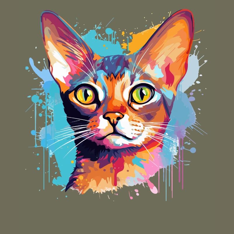 Abessinisches Katzengesicht – bunte Splash-Kunst