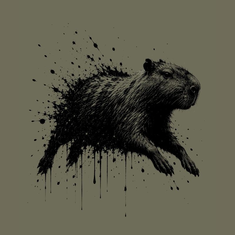 Capybara Splatter Illustration