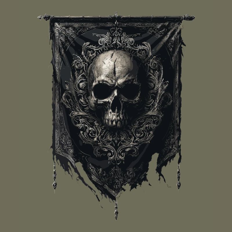 Gothic Banner - Skull with Embellishments