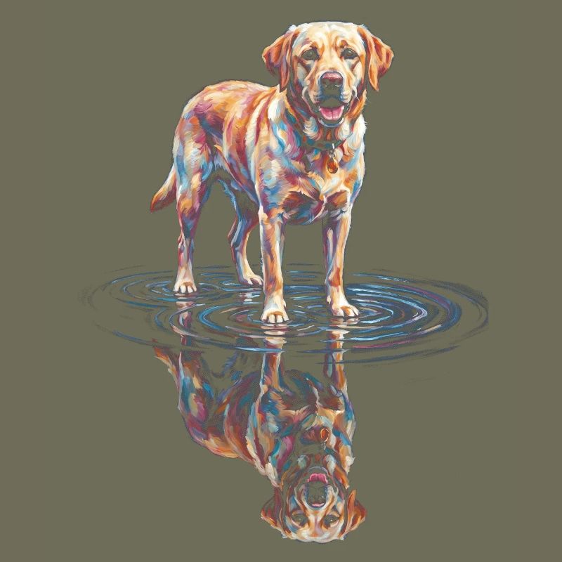 Labrador Retriever with Water Reflection