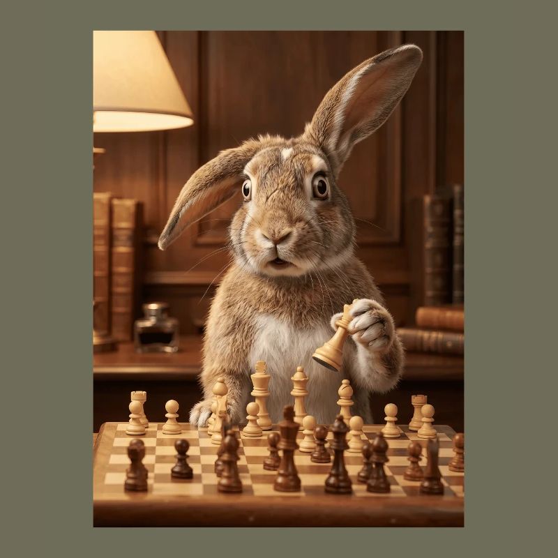 Le lapin jouant aux échecs