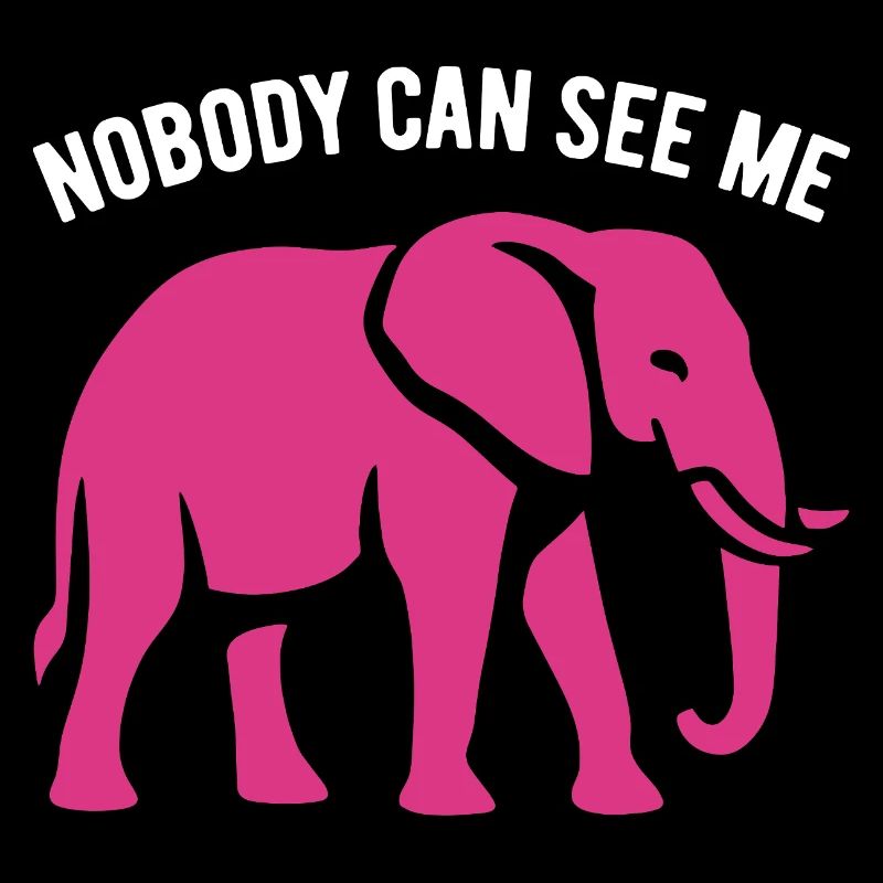 Rosa Elefant - Nobody can see me - Geschenk