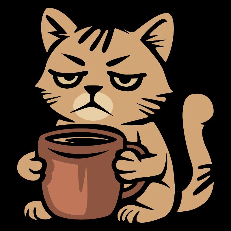 Chat de café fatigué – Motif de chat drôle
