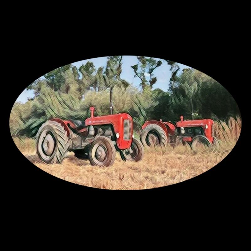 Tracteurs rouges sur le terrain