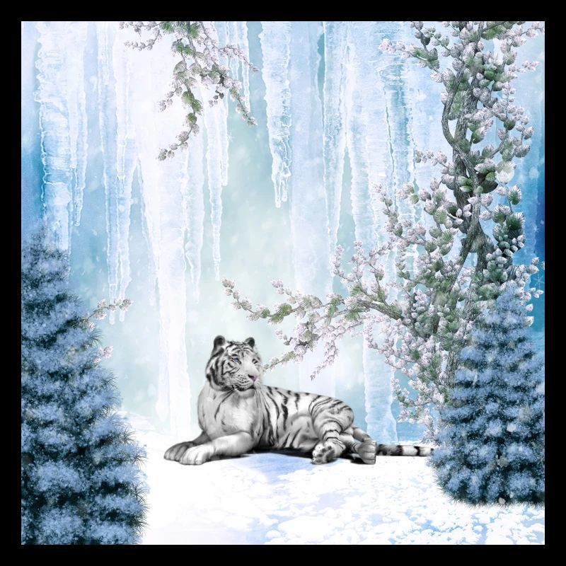 Tigre de neige dans un paysage d'hiver